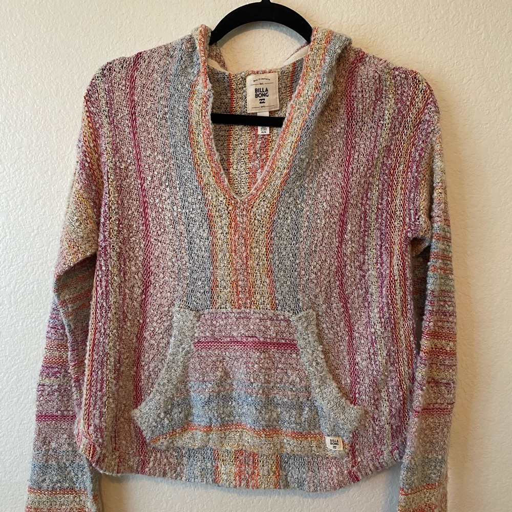 Billabong Women’s Knit V-Neck Hoodie Size Medium Multi Blend Color
